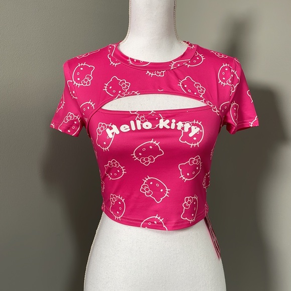 HELLO KITTY CROP TOP T-SHIRT - Picture 1 of 11